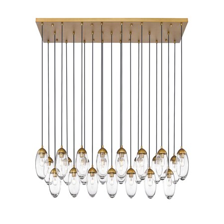 Z-Lite Arden Linear Chandelier, 23-Light, 18 In.W x 54 In.L x 12 In.H, Rubbed Brass/Clear 651P-23L-RB